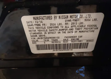 2015 Infiniti Q50 Sport z USA, uszkodzony, nr VIN JN1BV7AR4FM396132